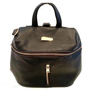 Black Pebbled Vegan Leather Backpack Purse